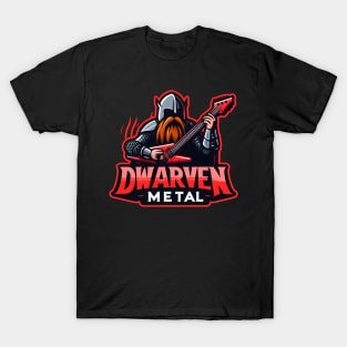 Dwarven Metal - Dwarf Guitarist - Fantasy T-Shirt